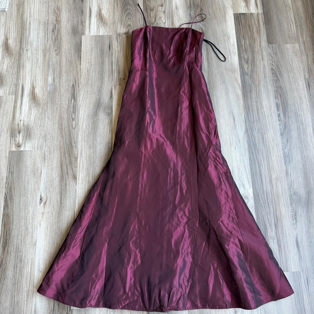 Vintage Vera Wang Burgundy Wine Iridescent Taffeta Maxi Dress Formal Gown 8 - Picture 6 of 10